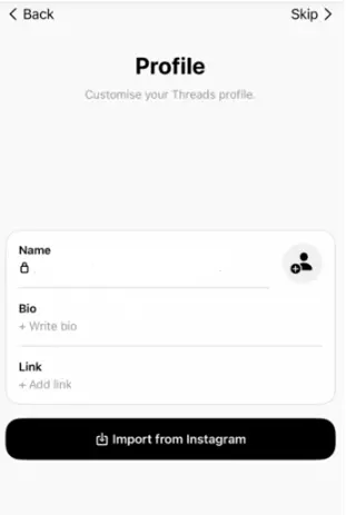Login to Social media app Threads with Instagram